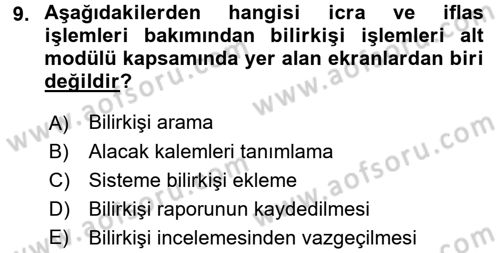 Ulusal Yargı Ağı Projesi 2 Dersi 2017 - 2018 Yılı 3 Ders Sınav Soruları 9. Soru