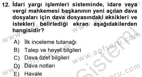 Ulusal Yargı Ağı Projesi 2 Dersi 2015 - 2016 Yılı (Final) Dönem Sonu Sınav Soruları 12. Soru