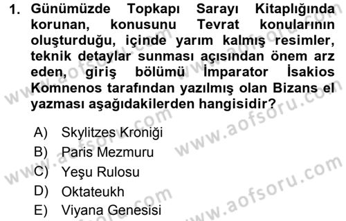 Ortaçağdan Günümüze Anadolu Uygarlıkları Dersi 2015 - 2016 Yılı (Vize) Ara Sınav Soruları 1. Soru
