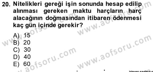 Damga Vergisi Ve Harçlar Bilgisi Dersi 2014 - 2015 Yılı Tek Ders Sınav Soruları 20. Soru