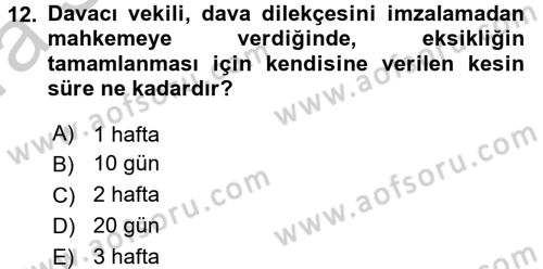 Hukuk Dili Ve Adli Yazışmalar Dersi 2016 - 2017 Yılı (Vize) Ara Sınav Soruları 12. Soru