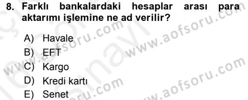 Büro Teknolojileri Dersi 2015 - 2016 Yılı Tek Ders Sınav Soruları 8. Soru