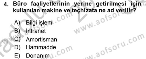 Büro Teknolojileri Dersi 2016 - 2017 Yılı 3 Ders Sınav Soruları 4. Soru