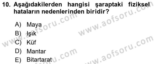 İçecek Bilgisi Dersi 2022 - 2023 Yılı (Final) Dönem Sonu Sınav Soruları 10. Soru