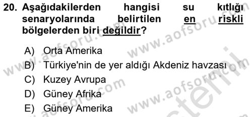 Kent, Planlama ve Afet Risk Yönetimi Dersi 2023 - 2024 Yılı Yaz Okulu Sınav Soruları 20. Soru