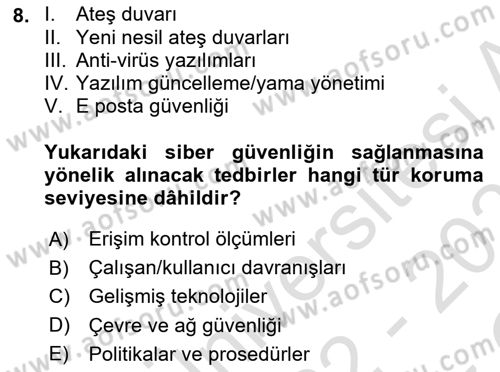 Acil Durum ve Afetlerde Ulaştırma Yönetimi ve Uygulamaları Dersi 2022 - 2023 Yılı Yaz Okulu Sınav Soruları 8. Soru