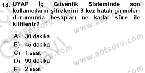 Ulusal Yargı Ağı Projesi 1 Dersi 2019 - 2020 Yılı (Vize) Ara Sınav Soruları 18. Soru