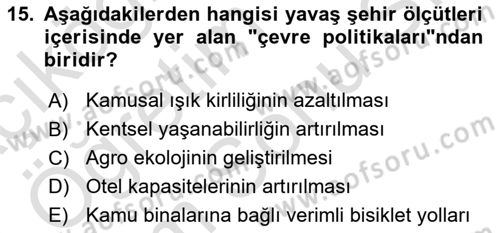 Gastronomi Ve Sürdürülebilirlik Dersi 2023 - 2024 Yılı (Final) Dönem Sonu Sınav Soruları 15. Soru