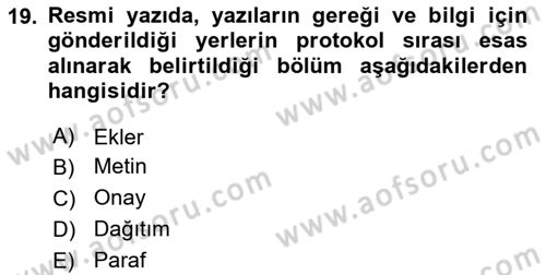 Kalem Mevzuatı Dersi 2018 - 2019 Yılı Yaz Okulu Sınav Soruları 19. Soru
