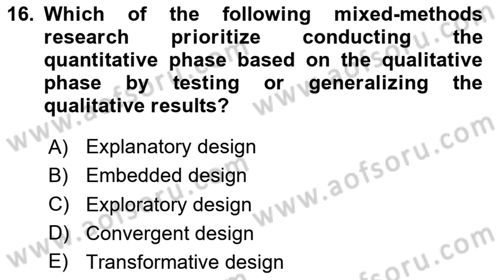 Research Methods Dersi 2024 - 2025 Yılı (Final) Dönem Sonu Sınav Soruları 16. Soru