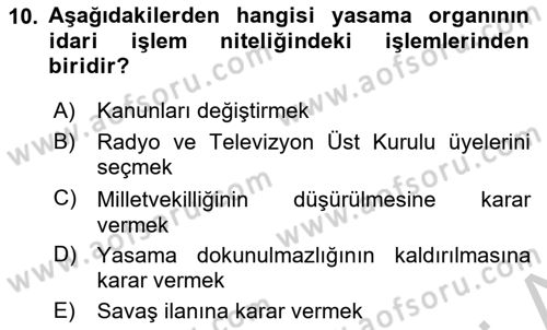 İdari Yargı Dersi 2018 - 2019 Yılı Yaz Okulu Sınav Soruları 10. Soru