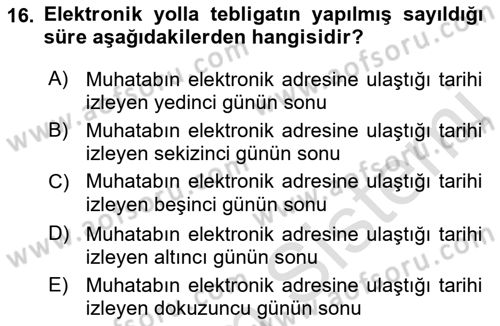 Hukuk Dili Ve Adli Yazışmalar Dersi 2018 - 2019 Yılı 3 Ders Sınav Soruları 16. Soru