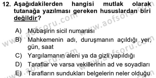 Kalem Mevzuatı Dersi 2017 - 2018 Yılı (Vize) Ara Sınav Soruları 12. Soru