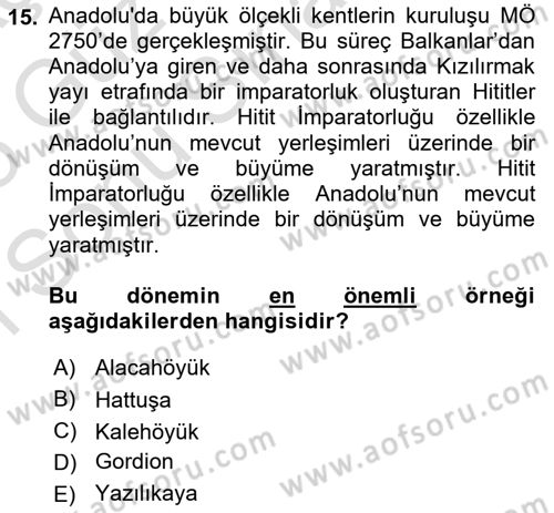 Kent, Planlama ve Afet Risk Yönetimi Dersi 2024 - 2025 Yılı (Final) Dönem Sonu Sınav Soruları 15. Soru