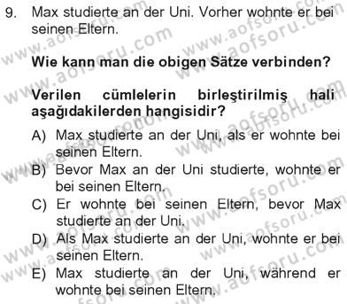 Almanca 3 Dersi 2012 - 2013 Yılı Tek Ders Sınav Soruları 9. Soru