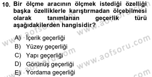 Sosyal Bilimlerde Araştırma Yöntemleri Dersi 2015 - 2016 Yılı Tek Ders Sınav Soruları 10. Soru