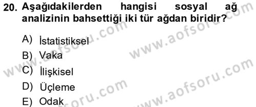 Uluslararası İlişkilerde Araştırma Yöntemleri Dersi 2014 - 2015 Yılı (Final) Dönem Sonu Sınav Soruları 20. Soru