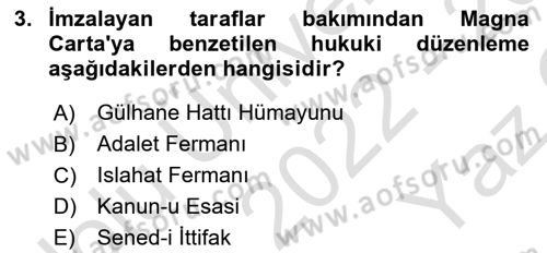 İnsan Hakları Ve Kamu Özgürlükleri Dersi 2022 - 2023 Yılı Yaz Okulu Sınav Soruları 3. Soru