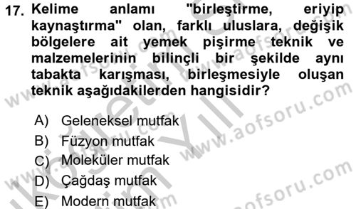 Menü Yönetimi Dersi 2016 - 2017 Yılı 3 Ders Sınav Soruları 17. Soru