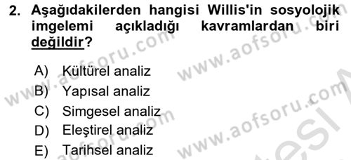 Yemek Sosyolojisi Dersi 2022 - 2023 Yılı Yaz Okulu Sınav Soruları 2. Soru
