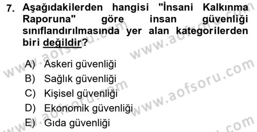 Afet Risk Azaltma Politikaları Dersi 2018 - 2019 Yılı Yaz Okulu Sınav Soruları 7. Soru