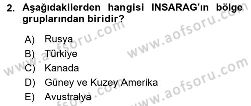 Arama Kurtarma Bilgisi ve Etik Değerler Dersi 2019 - 2020 Yılı (Vize) Ara Sınav Soruları 2. Soru