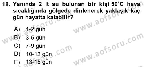 Temel Afet Bilgisi Dersi 2022 - 2023 Yılı Yaz Okulu Sınav Soruları 18. Soru