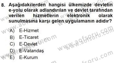 Büro Teknolojileri Dersi 2016 - 2017 Yılı Tek Ders Sınav Soruları 8. Soru