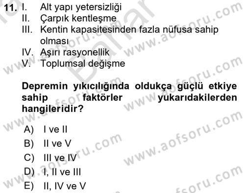 Afet Psikolojisi ve Sosyolojisi Dersi 2023 - 2024 Yılı (Final) Dönem Sonu Sınav Soruları 11. Soru