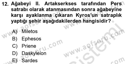 Anadolu Arkeolojisi Dersi 2019 - 2020 Yılı (Final) Dönem Sonu Sınav Soruları 12. Soru