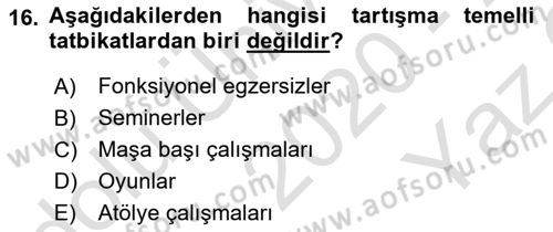 Acil Durum ve Afetlerde Ulaştırma Yönetimi ve Uygulamaları Dersi 2020 - 2021 Yılı Yaz Okulu Sınav Soruları 16. Soru