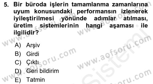Büro Teknolojileri Dersi 2018 - 2019 Yılı (Vize) Ara Sınav Soruları 5. Soru