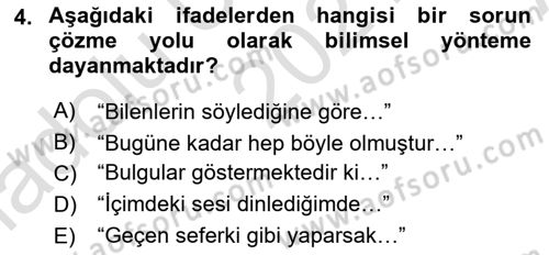 Sosyal Bilimlerde Araştırma Yöntemleri Dersi 2021 - 2022 Yılı (Vize) Ara Sınav Soruları 4. Soru