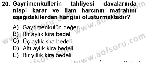 Damga Vergisi Ve Harçlar Bilgisi Dersi 2012 - 2013 Yılı (Vize) Ara Sınav Soruları 20. Soru