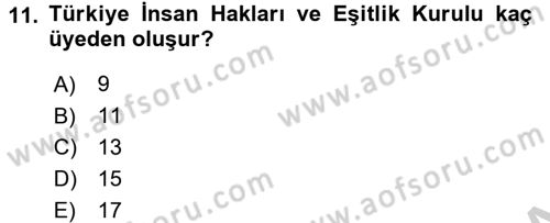 İnsan Hakları Ve Kamu Özgürlükleri Dersi 2016 - 2017 Yılı 3 Ders Sınav Soruları 11. Soru