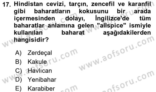 Gıda Coğrafyası Dersi 2017 - 2018 Yılı 3 Ders Sınav Soruları 17. Soru