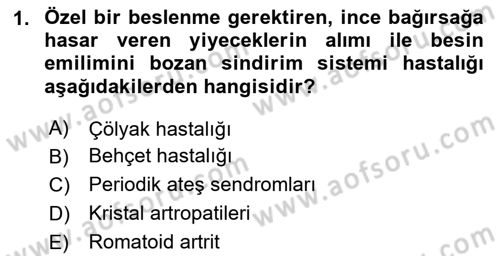 Beslenmenin Temel İlkeleri Dersi 2023 - 2024 Yılı (Final) Dönem Sonu Sınav Soruları 1. Soru