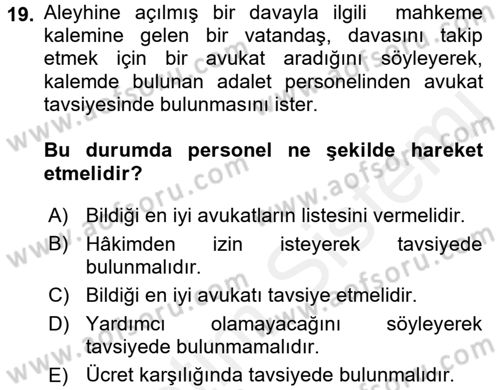 Adalet Meslek Etiği Dersi 2017 - 2018 Yılı 3 Ders Sınav Soruları 19. Soru