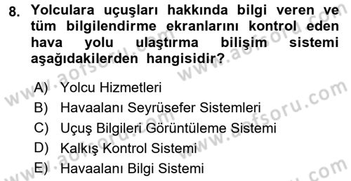 Acil Durum ve Afetlerde Ulaştırma Yönetimi ve Uygulamaları Dersi 2023 - 2024 Yılı (Final) Dönem Sonu Sınav Soruları 8. Soru