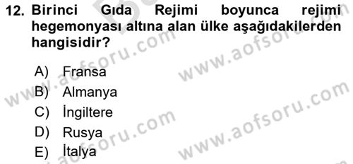 Gastronomi Ve Sürdürülebilirlik Dersi 2021 - 2022 Yılı (Final) Dönem Sonu Sınav Soruları 12. Soru