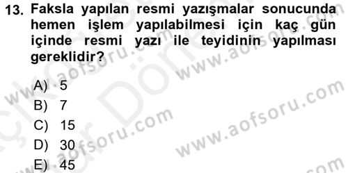 Kalem Mevzuatı Dersi 2015 - 2016 Yılı (Vize) Ara Sınav Soruları 13. Soru