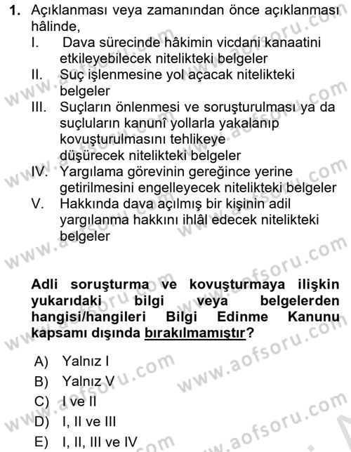 İdari Yargı Dersi 2023 - 2024 Yılı (Final) Dönem Sonu Sınav Soruları 1. Soru
