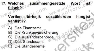 Almanca 4 Dersi 2013 - 2014 Yılı Tek Ders Sınav Soruları 17. Soru