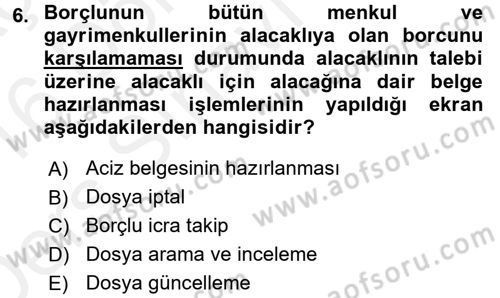 Ulusal Yargı Ağı Projesi 2 Dersi 2015 - 2016 Yılı Tek Ders Sınav Soruları 6. Soru