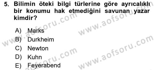 Sosyal Bilimlerde Araştırma Yöntemleri Dersi 2017 - 2018 Yılı (Vize) Ara Sınav Soruları 5. Soru