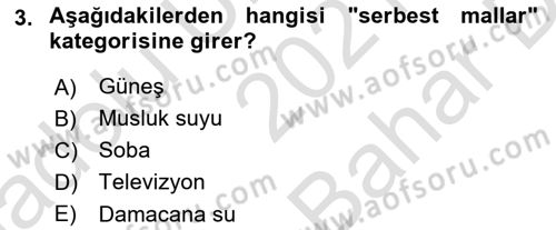 Afet Ekonomisi Ve Sigortacılığı Dersi 2021 - 2022 Yılı (Vize) Ara Sınav Soruları 3. Soru
