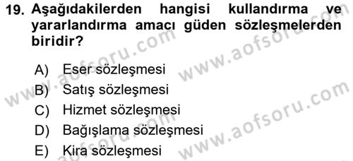 Hukuk Dili Ve Adli Yazışmalar Dersi 2017 - 2018 Yılı (Final) Dönem Sonu Sınav Soruları 19. Soru