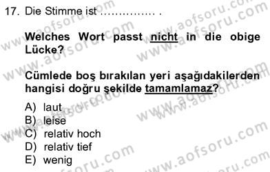 Almanca 4 Dersi 2012 - 2013 Yılı (Vize) Ara Sınav Soruları 17. Soru