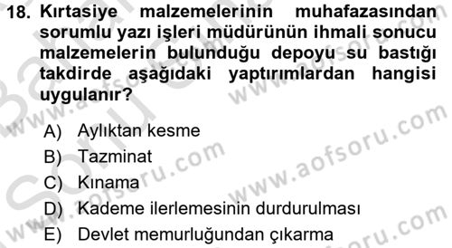 Kalem Mevzuatı Dersi 2015 - 2016 Yılı (Final) Dönem Sonu Sınav Soruları 18. Soru