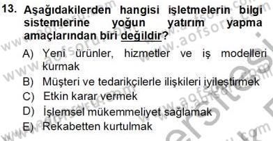 Büro Teknolojileri Dersi 2013 - 2014 Yılı Tek Ders Sınav Soruları 13. Soru